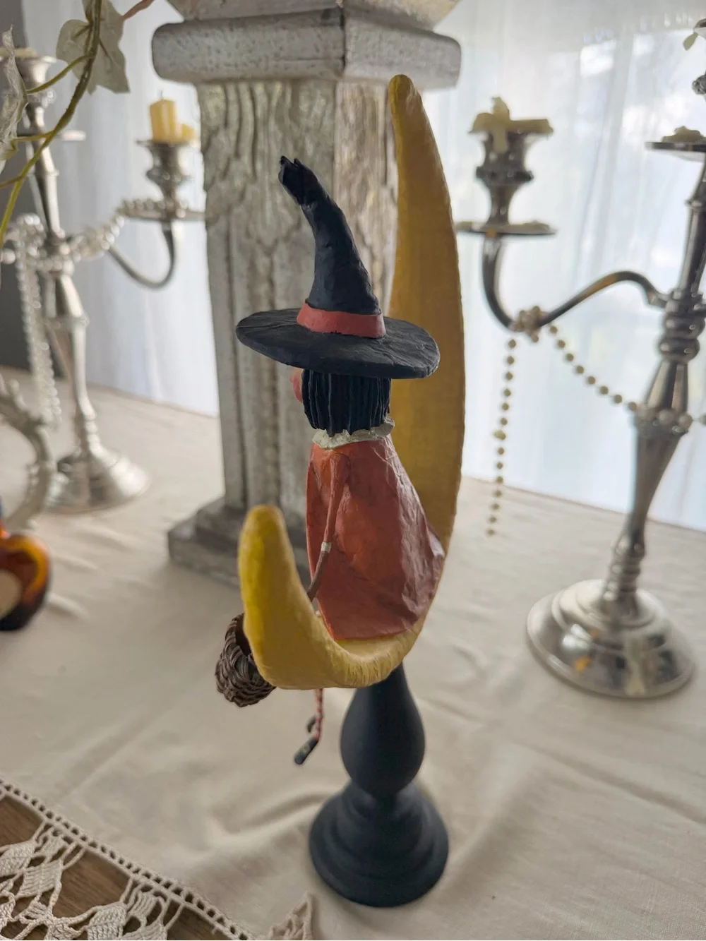 Vintage Lori Mitchell Retired Collectible “Moonlight Magic” Witch on the Moon
